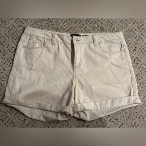 Attention Off-White Distressed Boyfriend Denim Shorts Size 16